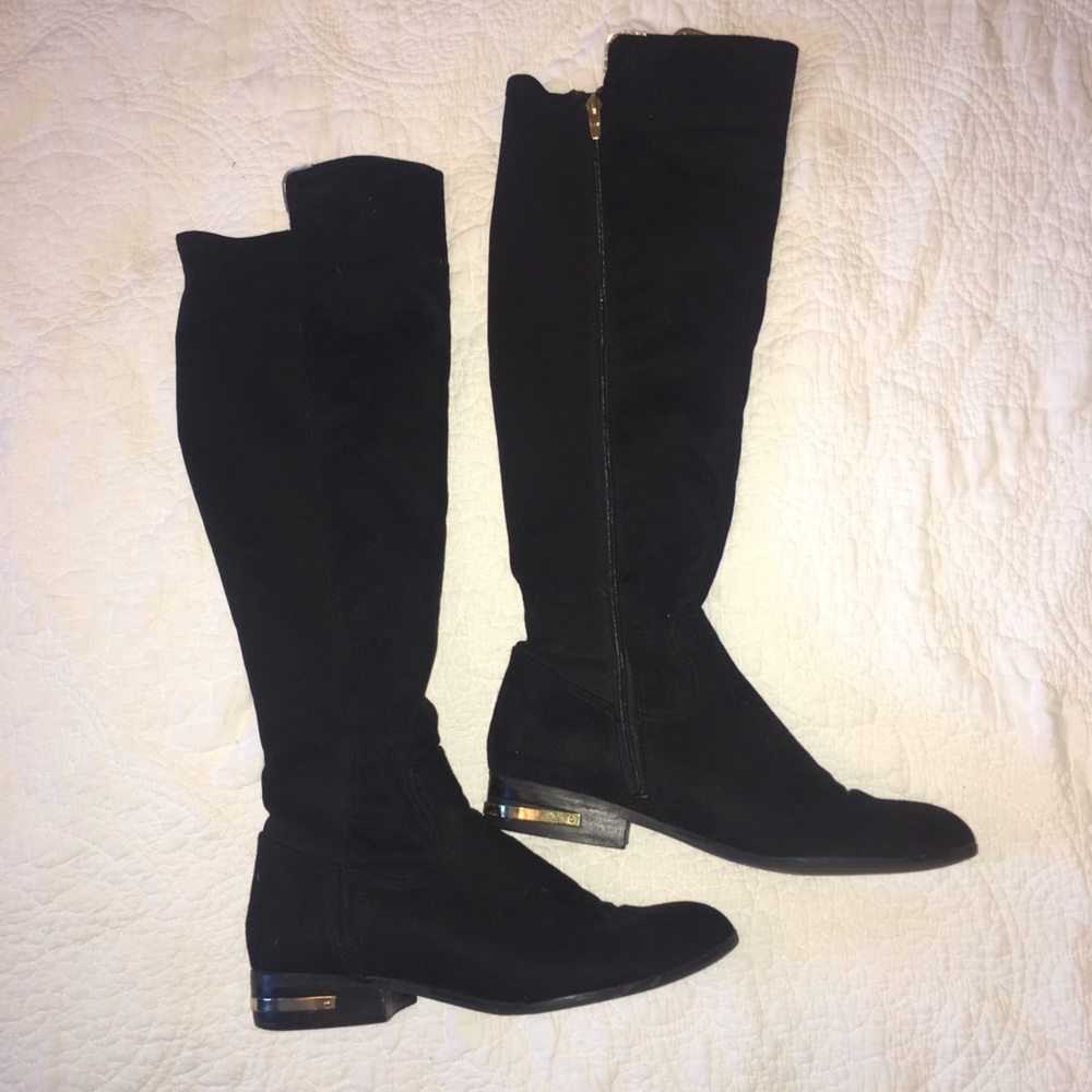 Over the knee black suede boots